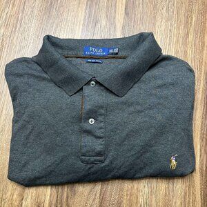 Polo Ralph Lauren Polo Shirt  Mens 4XLT TALL Soft Touch Cotton Rib‎ Cuff Gray